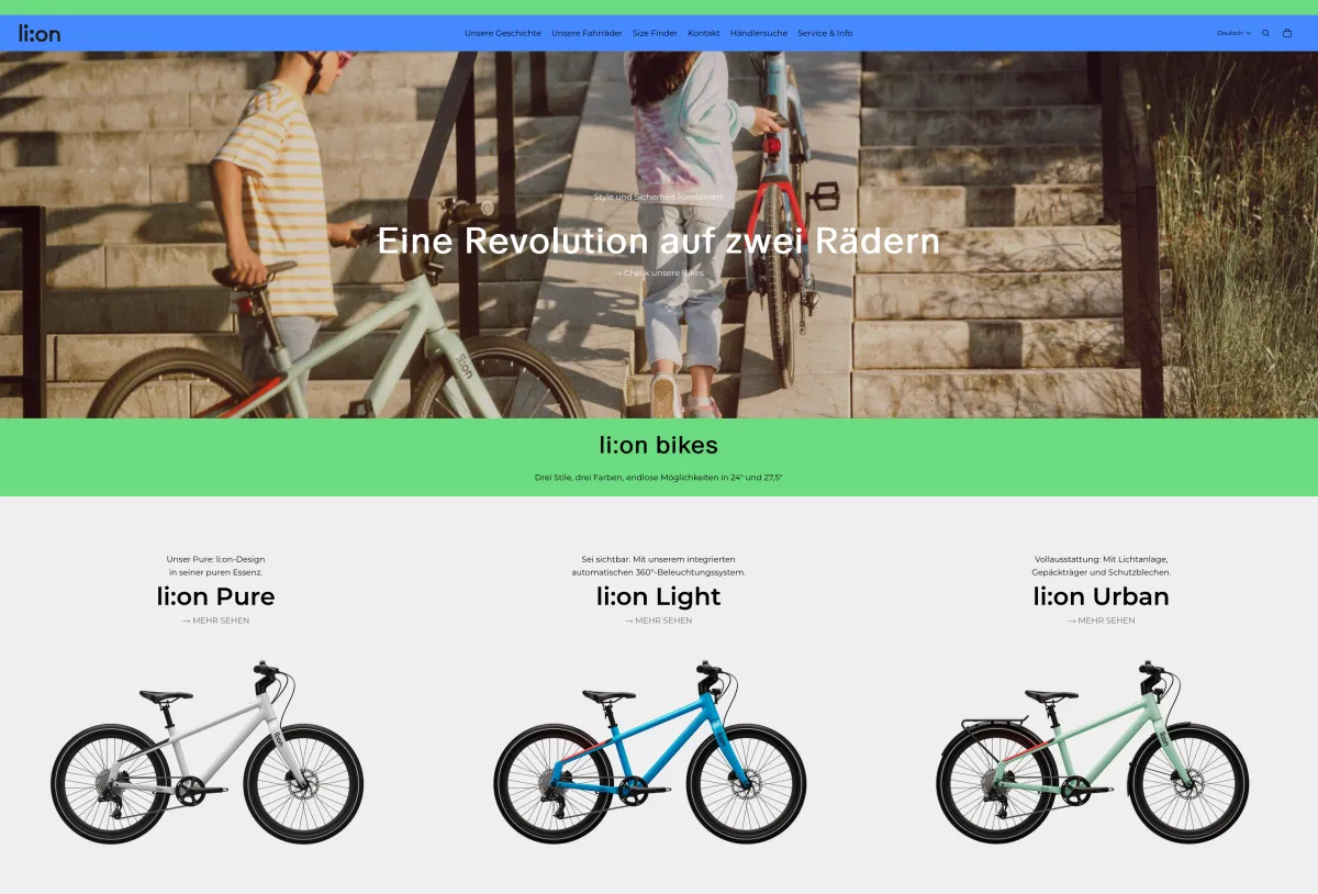 Shopify-Shop für Kinderfahrräder: li:on bikes