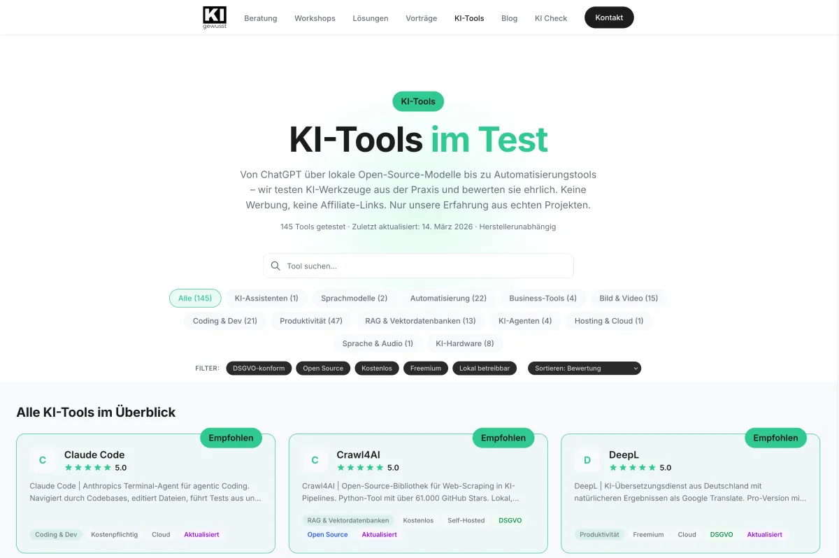Webseite für Beratungsunternehmen: gewusst:KI